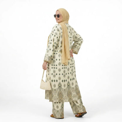 Kimono ouvert imprimé avec pantalon